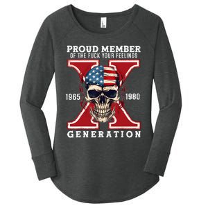 Proud Member Of The Fuck Your Feelings Gen X Horror Skull Women's Perfect Tri Tunic Long Sleeve Shirt