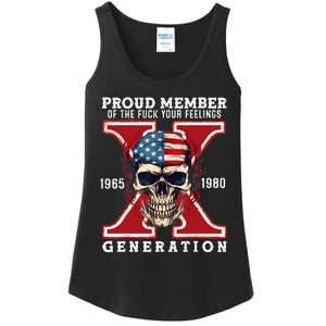 Proud Member Of The Fuck Your Feelings Gen X Horror Skull Ladies Essential Tank