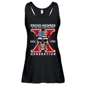 Proud Member Of The Fuck Your Feelings Gen X Horror Skull Ladies Essential Flowy Tank