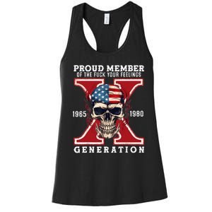 Proud Member Of The Fuck Your Feelings Gen X Horror Skull Women's Racerback Tank