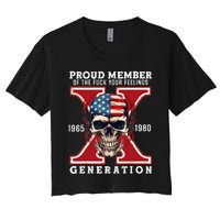 Proud Member Of The Fuck Your Feelings Gen X Horror Skull Women's Crop Top Tee