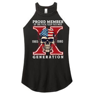 Proud Member Of The Fuck Your Feelings Gen X Horror Skull Women's Perfect Tri Rocker Tank