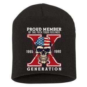 Proud Member Of The Fuck Your Feelings Gen X Horror Skull Short Acrylic Beanie