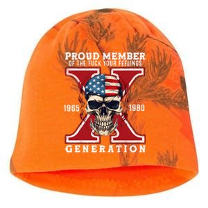 Proud Member Of The Fuck Your Feelings Gen X Horror Skull Kati - Camo Knit Beanie