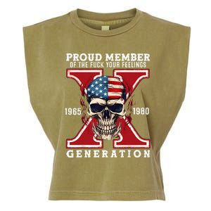 Proud Member Of The Fuck Your Feelings Gen X Horror Skull Garment-Dyed Women's Muscle Tee