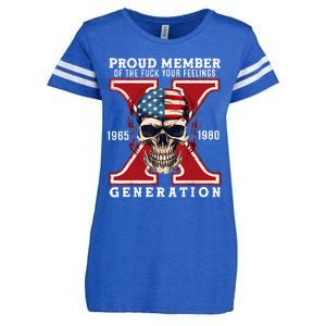 Proud Member Of The Fuck Your Feelings Gen X Horror Skull Enza Ladies Jersey Football T-Shirt