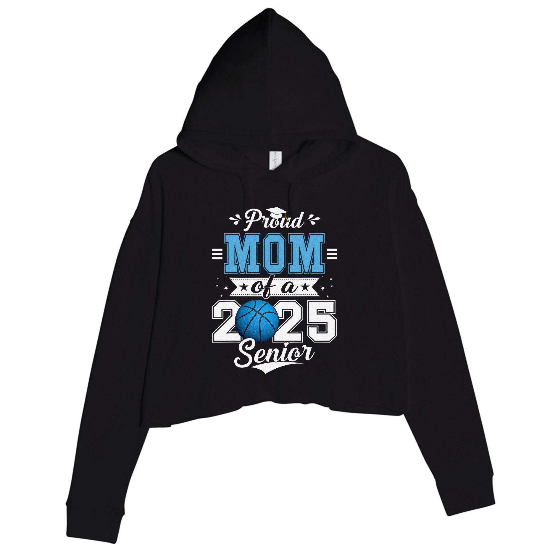 Proud Mom Of A 2025 Senior Graduate Basketball Crop Fleece Hoodie