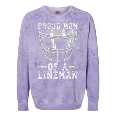 Proud Mom Of A Lineman Football Colorblast Crewneck Sweatshirt