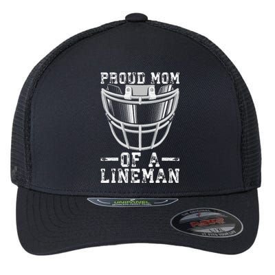 Proud Mom Of A Lineman Football Flexfit Unipanel Trucker Cap