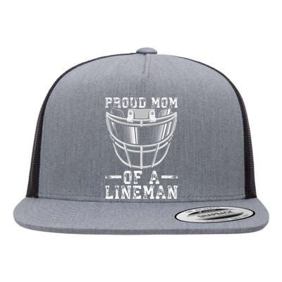 Proud Mom Of A Lineman Football Flat Bill Trucker Hat