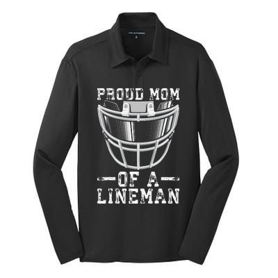 Proud Mom Of A Lineman Football Silk Touch Performance Long Sleeve Polo