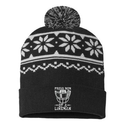 Proud Mom Of A Lineman Football USA-Made Snowflake Beanie