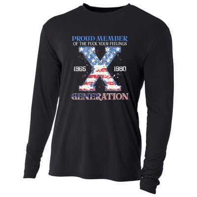 Proud Member Of The Fuck Your Feelings Gen X Usa 4th Of July Gift Cooling Performance Long Sleeve Crew