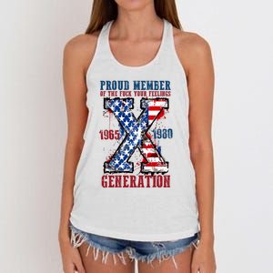 Proud Member Of The Fuck Your Feelings Generation X Women's Knotted Racerback Tank