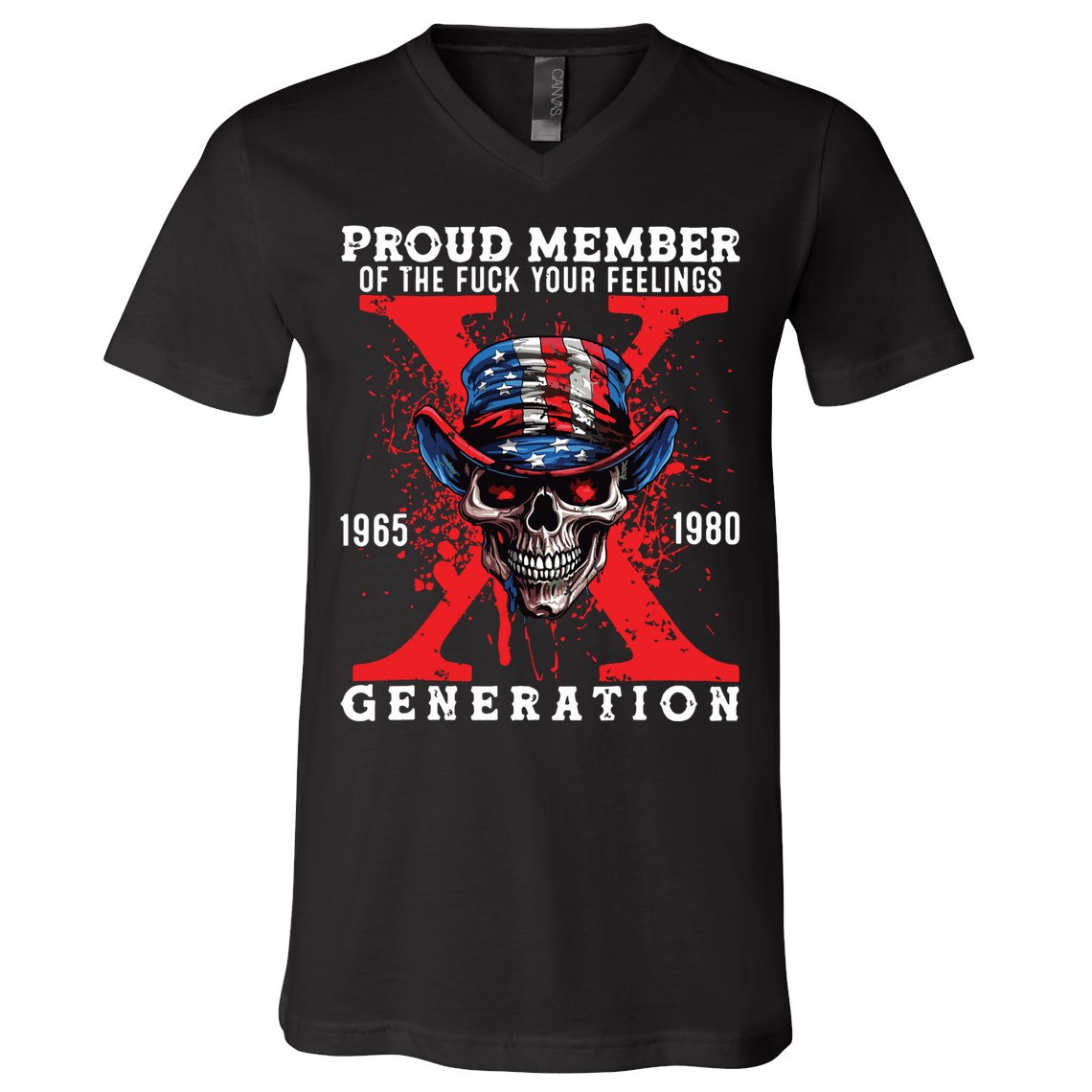 Proud Member Of The Fuck Your Feelings Generation Horror Skull V-Neck T-Shirt