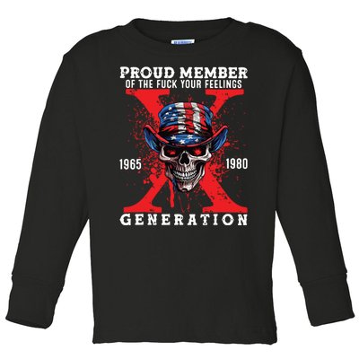 Proud Member Of The Fuck Your Feelings Generation Horror Skull Toddler Long Sleeve Shirt