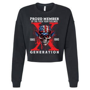 Proud Member Of The Fuck Your Feelings Generation Horror Skull Cropped Pullover Crew