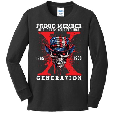 Proud Member Of The Fuck Your Feelings Generation Horror Skull Kids Long Sleeve Shirt