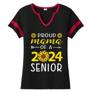 Proud Mama Of A 2024 Senior Sunflower Graduation Party Ladies Halftime Notch Neck Tee