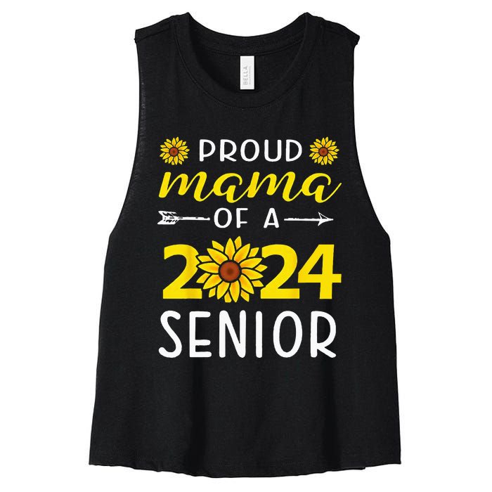 Proud Mama Of A 2024 Senior Sunflower Graduation Party Women's Racerback Cropped Tank