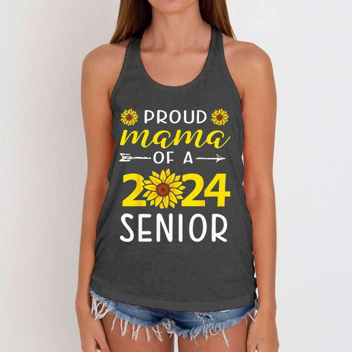 Proud Mama Of A 2024 Senior Sunflower Graduation Party Women's Knotted Racerback Tank