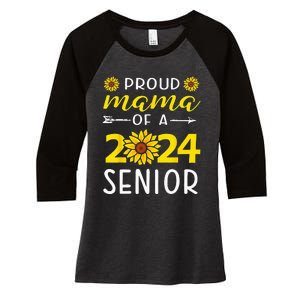 Proud Mama Of A 2024 Senior Sunflower Graduation Party Women's Tri-Blend 3/4-Sleeve Raglan Shirt