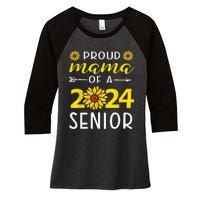 Proud Mama Of A 2024 Senior Sunflower Graduation Party Women's Tri-Blend 3/4-Sleeve Raglan Shirt