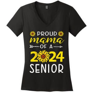 Proud Mama Of A 2024 Senior Sunflower Graduation Party Women's V-Neck T-Shirt