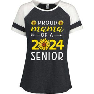 Proud Mama Of A 2024 Senior Sunflower Graduation Party Enza Ladies Jersey Colorblock Tee