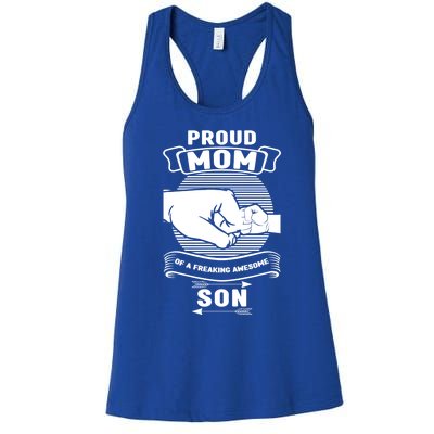 Proud Mom Of A Freaking Awesome Son Mother Mom Gift Women's Racerback Tank