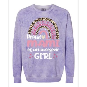 Proud Mami Of One Awesome Leopard Rainbow Mom Gift Colorblast Crewneck Sweatshirt