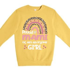 Proud Mami Of One Awesome Leopard Rainbow Mom Gift Premium Crewneck Sweatshirt