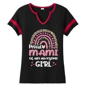 Proud Mami Of One Awesome Leopard Rainbow Mom Gift Ladies Halftime Notch Neck Tee