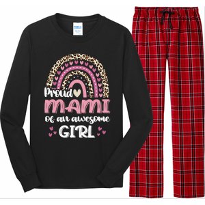 Proud Mami Of One Awesome Leopard Rainbow Mom Gift Long Sleeve Pajama Set