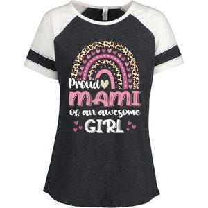 Proud Mami Of One Awesome Leopard Rainbow Mom Gift Enza Ladies Jersey Colorblock Tee