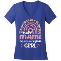 Proud Mami Of One Awesome Leopard Rainbow Mom Gift Women's V-Neck T-Shirt