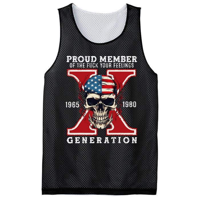 Proud Member Of The Fuck Your Feelings Gen X Horror Skull Gift Mesh Reversible Basketball Jersey Tank