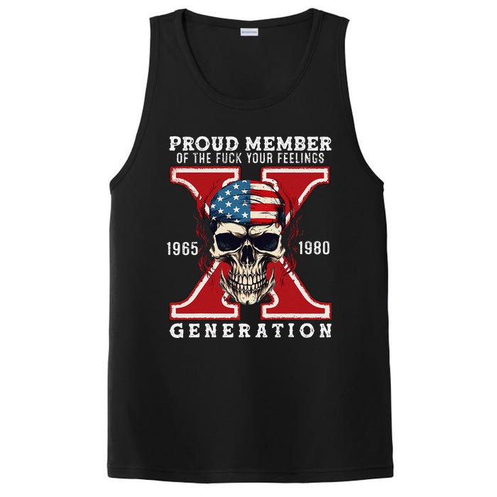 Proud Member Of The Fuck Your Feelings Gen X Horror Skull Gift PosiCharge Competitor Tank