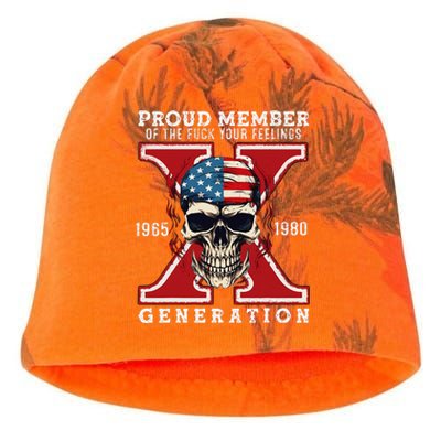 Proud Member Of The Fuck Your Feelings Gen X Horror Skull Gift Kati - Camo Knit Beanie