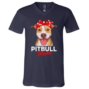 Pittie Mama Pitbull Dog Mom Funny Mothers Day Gifts V-Neck T-Shirt