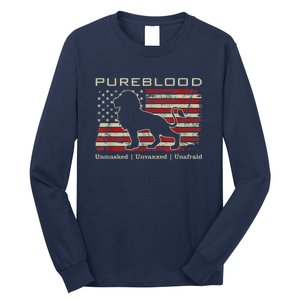 Pureblood Movement #Pureblood Medical Freedom Lion USA Flag Long Sleeve Shirt