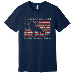 Pureblood Movement #Pureblood Medical Freedom Lion USA Flag Premium T-Shirt