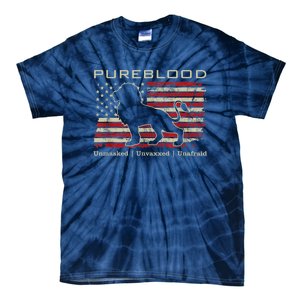 Pureblood Movement #Pureblood Medical Freedom Lion USA Flag Tie-Dye T-Shirt