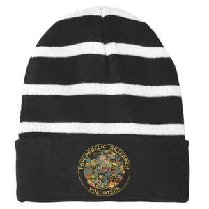 Psychedelic Mushroom Psychedelic Research Volunteer Striped Beanie with Solid Band