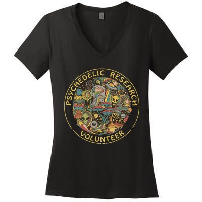 Psychedelic Mushroom Psychedelic Research Volunteer Women's V-Neck T-Shirt