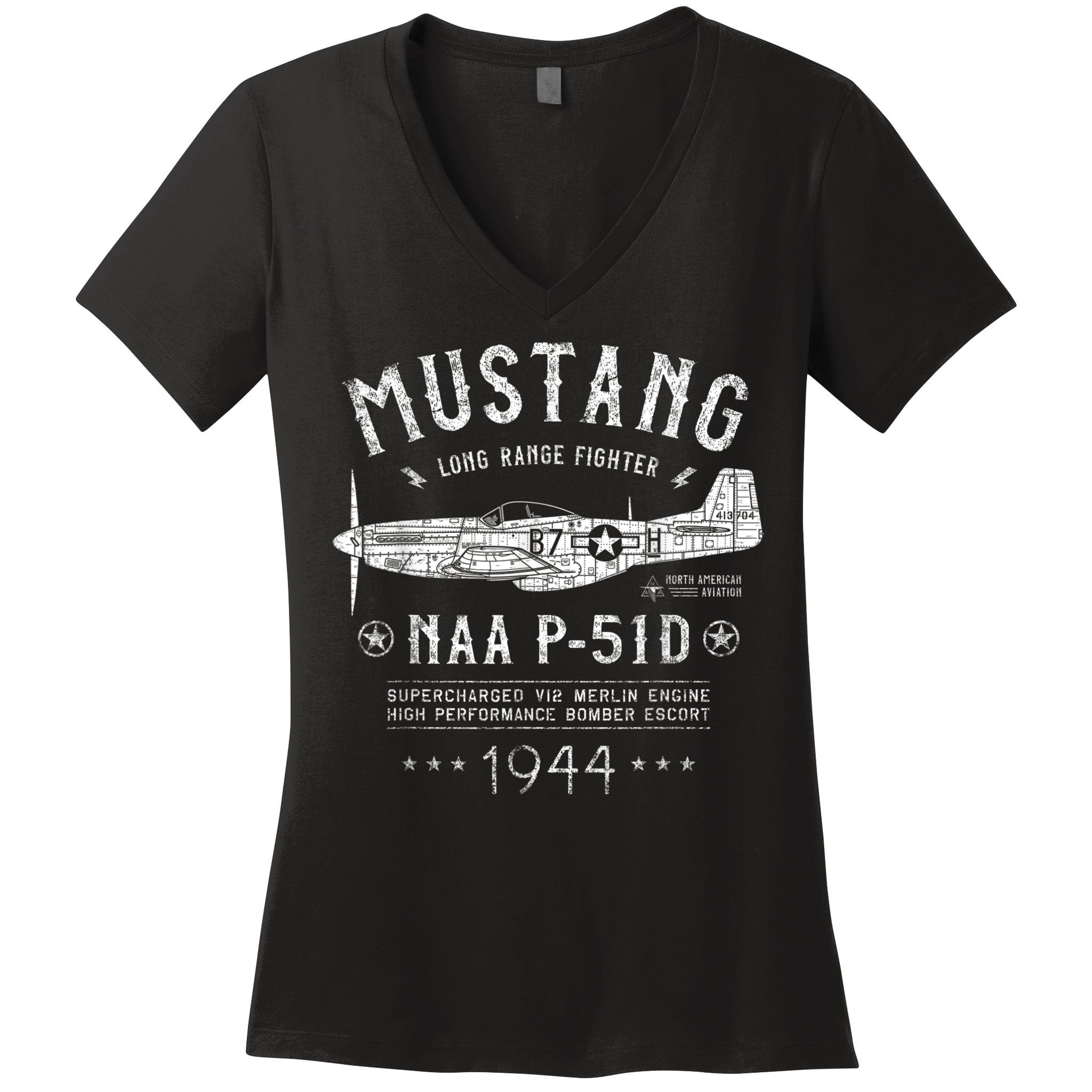 P51 Mustang Women's V-Neck T-Shirt
