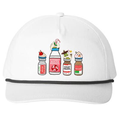 Peppermint Mocha Propofol Cute Christmas Nurse Er Ed Icu Rn Snapback Five-Panel Rope Hat