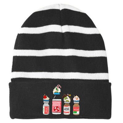 Peppermint Mocha Propofol Cute Christmas Nurse Er Ed Icu Rn Striped Beanie with Solid Band