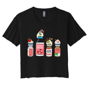 Peppermint Mocha Propofol Cute Christmas Nurse Er Ed Icu Rn Women's Crop Top Tee