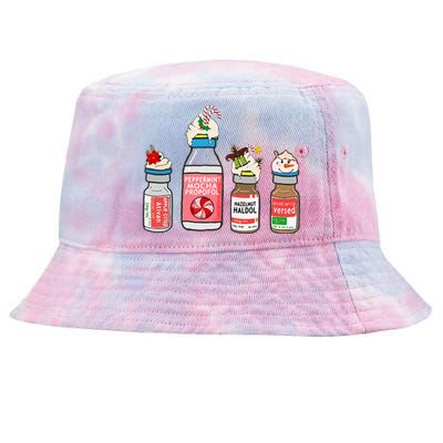 Peppermint Mocha Propofol Cute Christmas Nurse Er Ed Icu Rn Tie-Dyed Bucket Hat